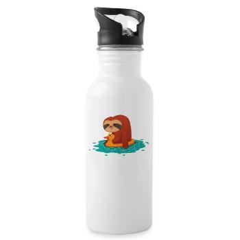 lustiges pool party faultier sommer design - Trinkflasche mit integriertem Trinkhalm - Weiß - Rechts