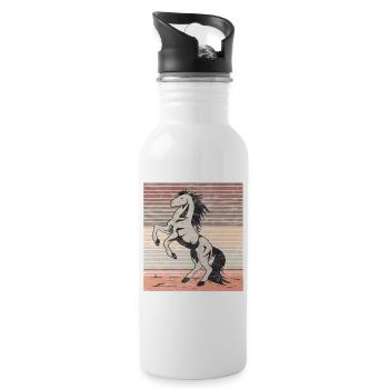 Retro cheval sauvage indompté - Gourde avec paille intégrée - blanc - Droite