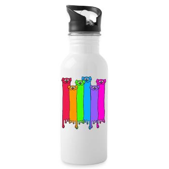 LGBT Regenbogen Hunde - Trinkflasche mit integriertem Trinkhalm - Weiß - Rechts