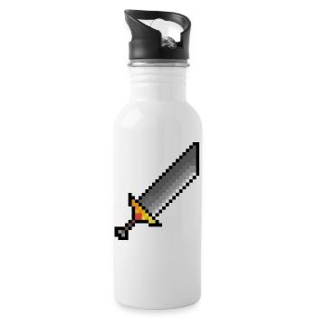 Giant sword pixel art - Water bottle with straw - white - Right