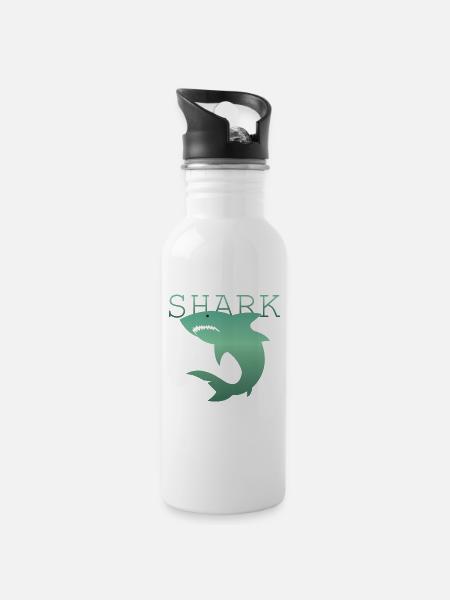 requin - Gourde avec paille intégrée - blanc