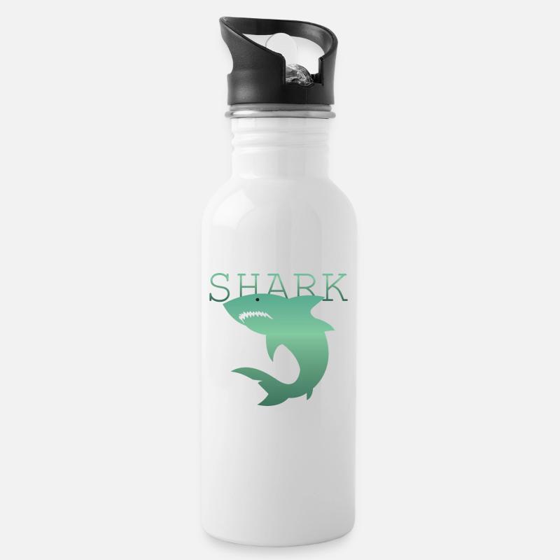 requin - Gourde avec paille intégrée - blanc