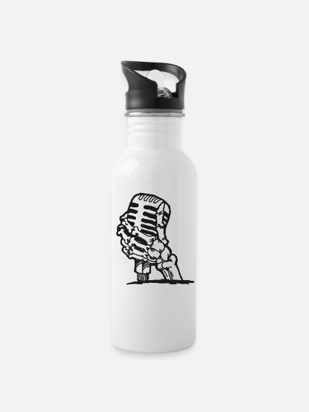 Mikrofon - Trinkflasche mit integriertem Trinkhalm - Weiß