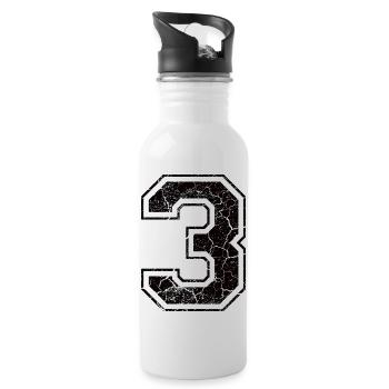 3 three drei black schwarz (uk) - Trinkflasche mit integriertem Trinkhalm - Weiß - Rechts