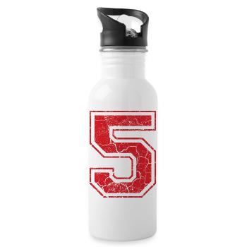 5 five fuenf red rot (uk) - Water bottle with straw - white - Right