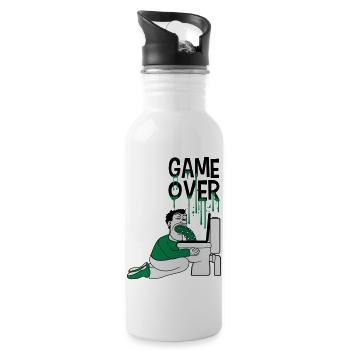 game over klo wc toilette kotzen uebergeben breche - Trinkflasche mit integriertem Trinkhalm - Weiß - Rechts