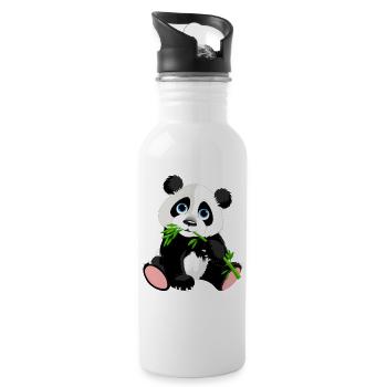 Panda - Trinkflasche mit integriertem Trinkhalm - Weiß - Rechts