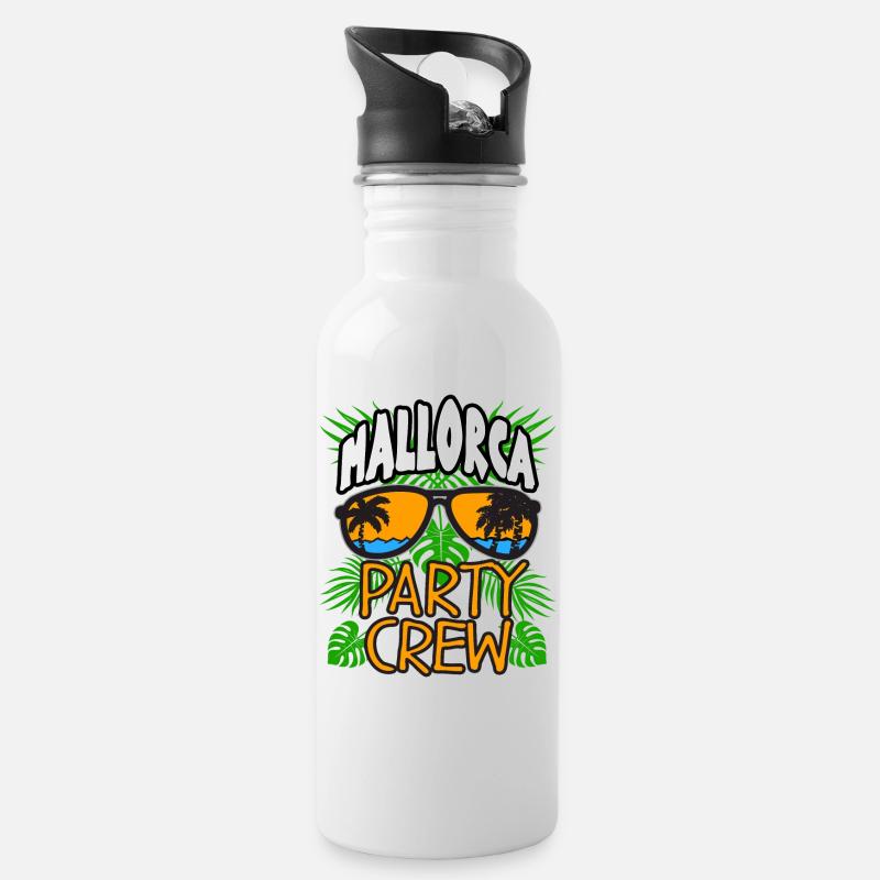 Mallorca - Trinkflasche mit integriertem Trinkhalm - Weiß