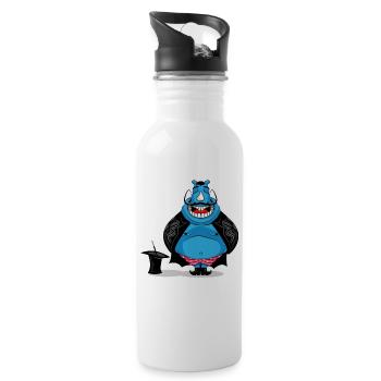 Hippopotame Magicien Doodle Art - Gourde avec paille intégrée - blanc - Droite