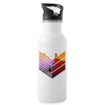 Bergstein Bergsteiger Wandern Wanderung Geschenk - Trinkflasche mit integriertem Trinkhalm - Weiß - Rechts