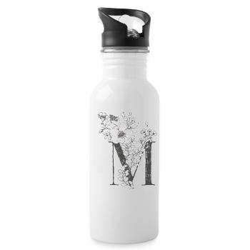 Letter M - Water bottle with straw - white - Right