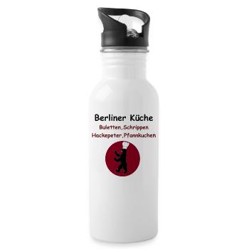 Berlin cuisine, recipe DDR, Berlin sayings typical - Water bottle with straw - white - Right