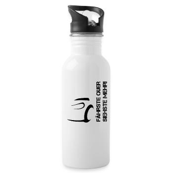 Fährste quer, siehste mehr black - Trinkflasche mit integriertem Trinkhalm - Weiß - Rechts