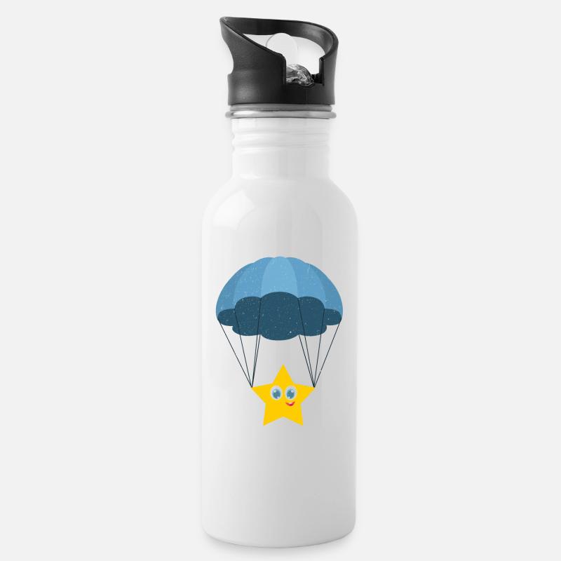 Parachutiste star | Cadeau de parachute - Gourde avec paille intégrée - blanc