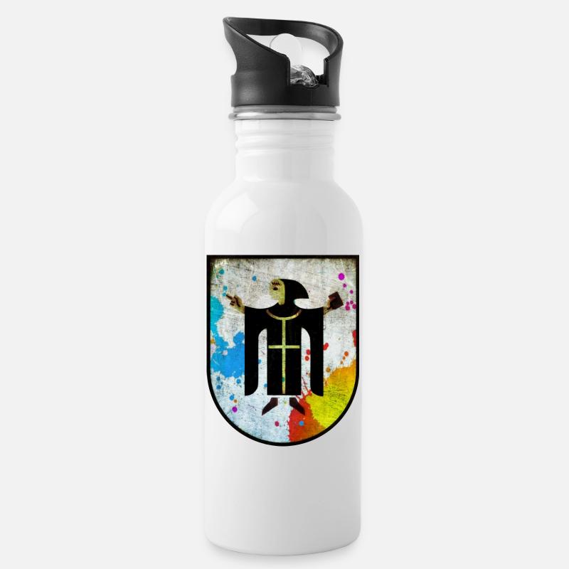 München - Trinkflasche mit integriertem Trinkhalm - Weiß