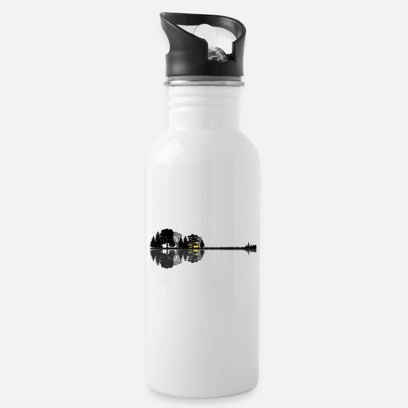 Abstrakte Gitarre | Wald See Gitarrist Geschenk - Trinkflasche mit integriertem Trinkhalm - Weiß