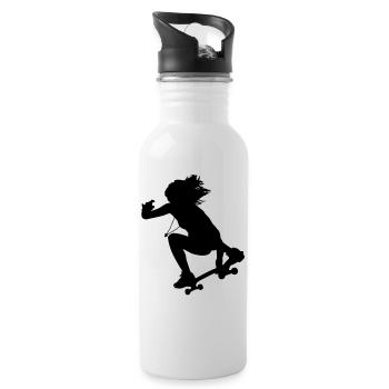 Skate Girl Skate Longboard - Water bottle with straw - white - Right