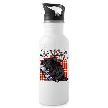 Modern Chinchilla | Forest animal Forest Dweller gift - Water bottle with straw - white - Right