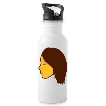gesicht kopf weiblich frau girl maedchen huebsch s - Trinkflasche mit integriertem Trinkhalm - Weiß - Rechts