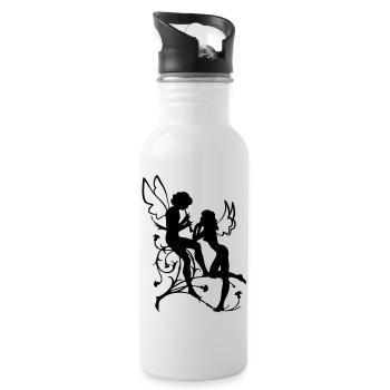 Angel, fairy, elf, magic, silhouette vector - Water bottle with straw - white - Right