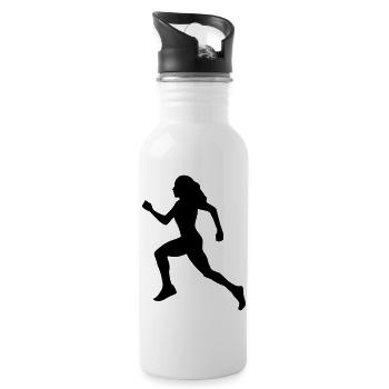 female runner, running, sprinter - Water bottle with straw - white - Right