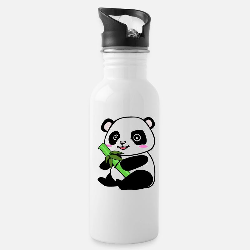 panda - Gourde avec paille intégrée - blanc