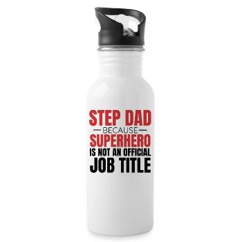 Schritt Vati Schritt Vater Geschenkidee - Trinkflasche mit integriertem Trinkhalm - Weiß - Rechts