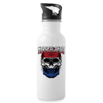Dutch skull | Netherlands gift - Water bottle with straw - white - Right