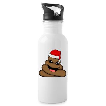 CHRISTMAS POOP - Water bottle with straw - white - Right