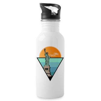 Statue of Liberty design freedom America - Water bottle with straw - white - Right