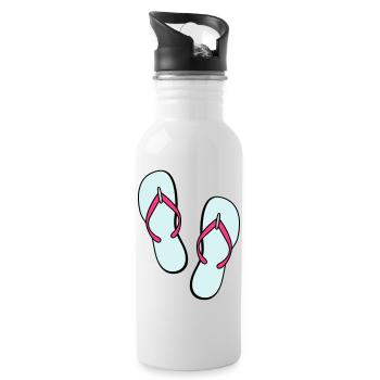 flip flops sommer beach strand party - Trinkflasche mit integriertem Trinkhalm - Weiß - Rechts