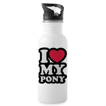 I love my pony - J'aime mon poney - Gourde avec paille intégrée - blanc - Droite