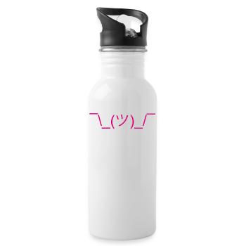 meh ascii art ¯\_(ツ)_/¯ Internet emoticon emoji - Trinkflasche mit integriertem Trinkhalm - Weiß - Rechts