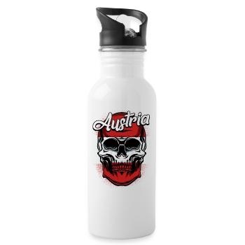 Austrian skull | Austria gift idea - Water bottle with straw - white - Right