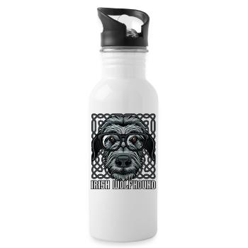 Lévrier irlandais Wolfhound | Cadeau de lunettes cool - Gourde avec paille intégrée - blanc - Droite