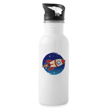 Fast Rocket se lance dans l'espace - Gourde avec paille intégrée - blanc - Droite