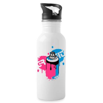 spray can Graffiti Style - Water bottle with straw - white - Right