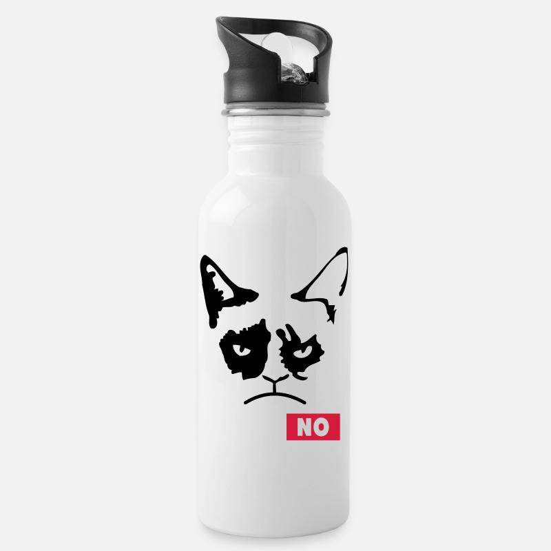 Grumpy Cat - Trinkflasche mit integriertem Trinkhalm - Weiß