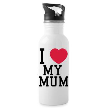 i love my mum - Water bottle with straw - white - Right