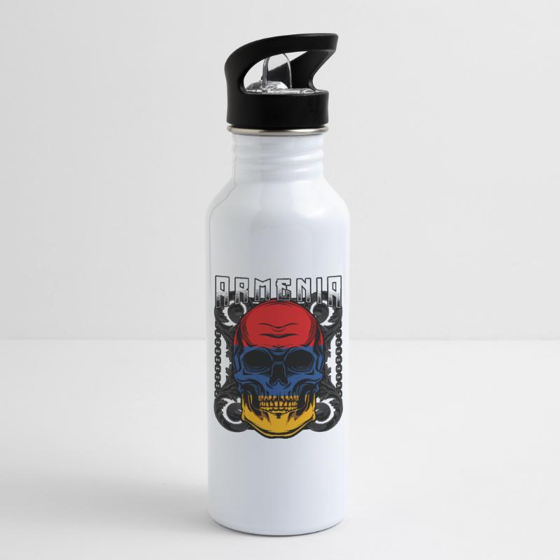 Armenian skull Yerevan Sevan gift idea Water bottle with straw