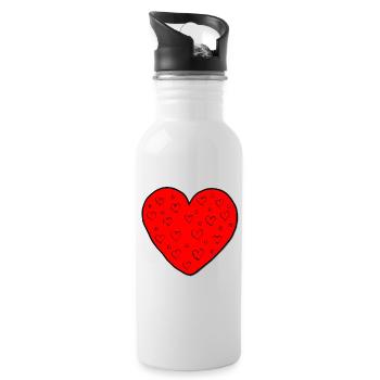 Grand coeur avec cadeau haut coeurs - Gourde avec paille intégrée - blanc - Droite