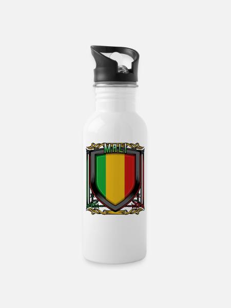 Blason malien République du Mali: idée cadeau Malier - Gourde avec paille intégrée - blanc