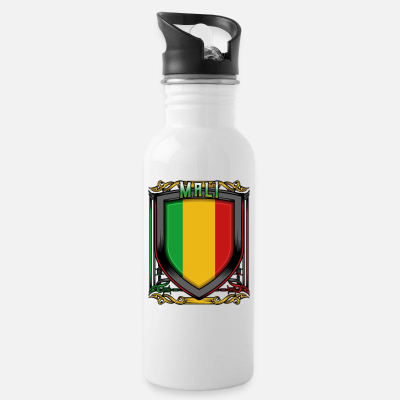 Blason malien République du Mali: idée cadeau Malier - Gourde avec paille intégrée - blanc