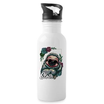 Cool sloth chill sunglasses wildlife gift - Water bottle with straw - white - Right