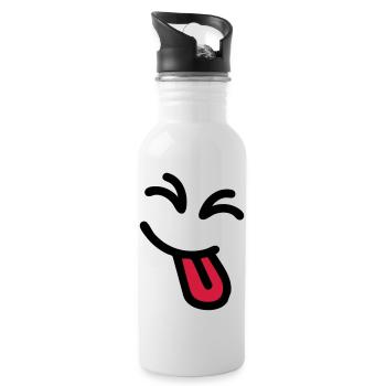 Cheeky Face - Trinkflasche mit integriertem Trinkhalm - Weiß - Rechts