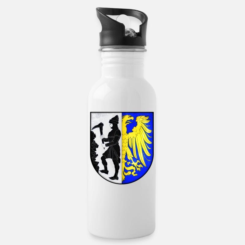 Bytom - Polen - Trinkflasche mit integriertem Trinkhalm - Weiß