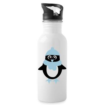 Penguin - Winter - Christmas - Water bottle with straw - white - Right