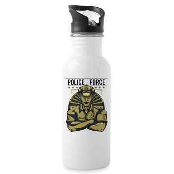 Vintage Retro Style Police Officer Law Gift - Water bottle with straw - white - Right