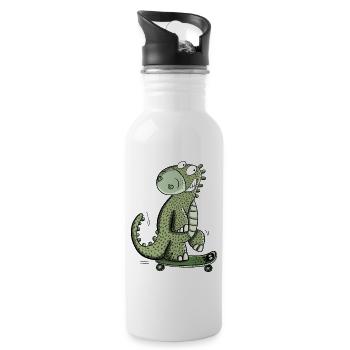 Dinosaures heureux Avec Saktebaord I Dino Fun Sport - Gourde avec paille intégrée - blanc - Droite