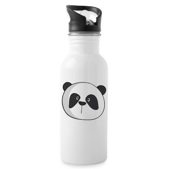 Panda Gesicht - Trinkflasche mit integriertem Trinkhalm - Weiß - Rechts